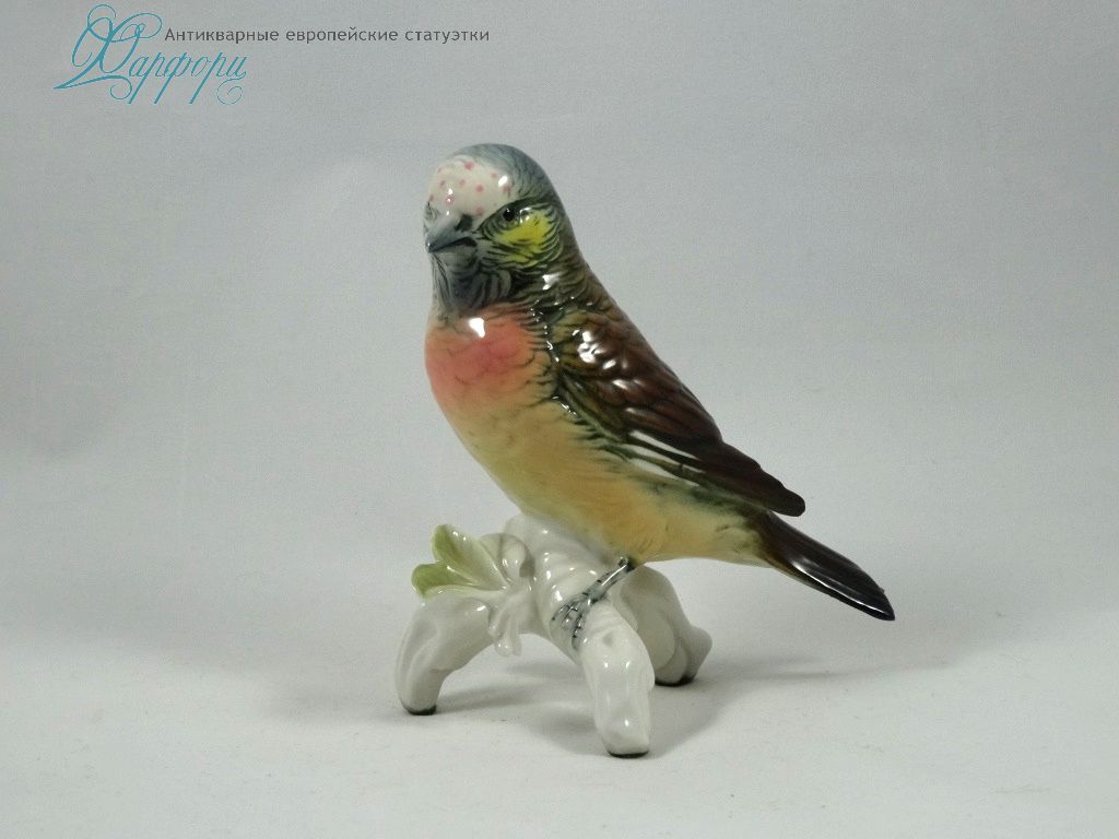 Антикварная фарфоровая статуэтка "Птица чечетка" KARL ENS