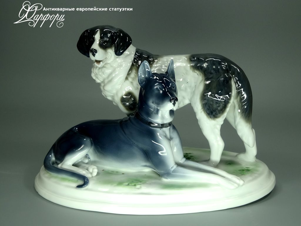 Антикварная фарфоровая статуэтка "Пастушьи собаки" Gotha