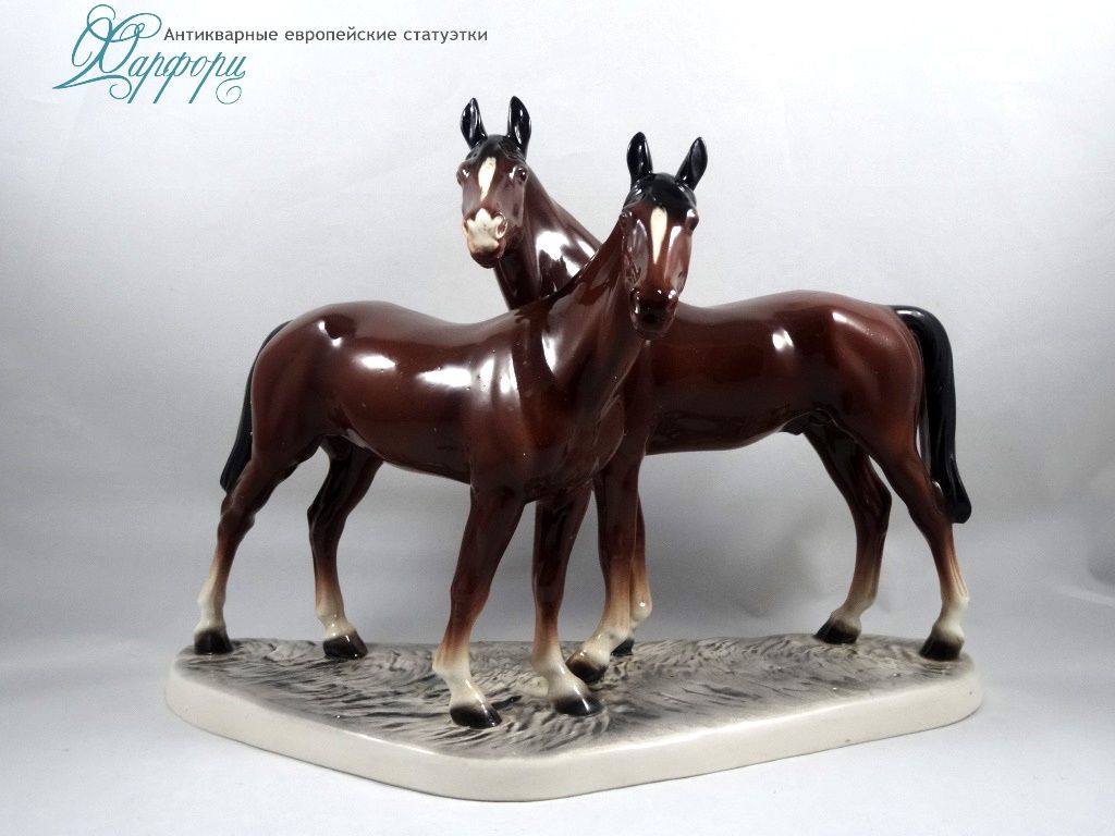 Антикварная фарфоровая статуэтка "Пара лошадей" katzhtte