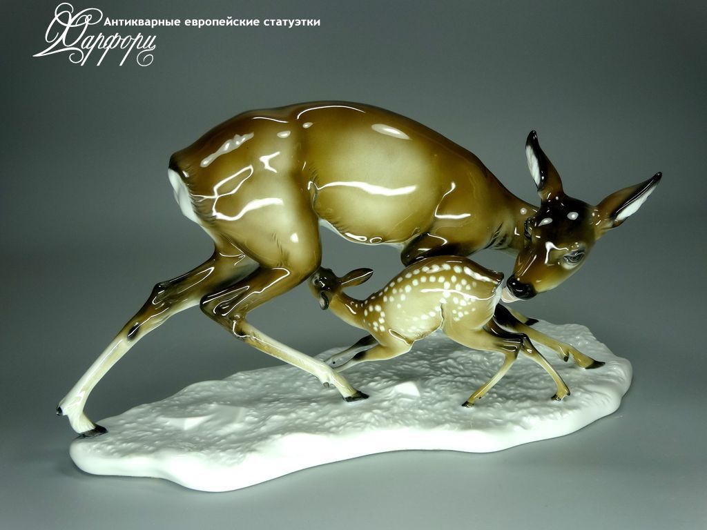 Антикварная фарфоровая статуэтка "Олениха с олененком" Rosenthal Антикварная фарфоровая статуэтка "Олениха с олененком" Rosenthal