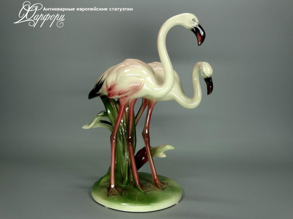 Антикварная фарфоровая статуэтка "Пара фламинго" Keramos