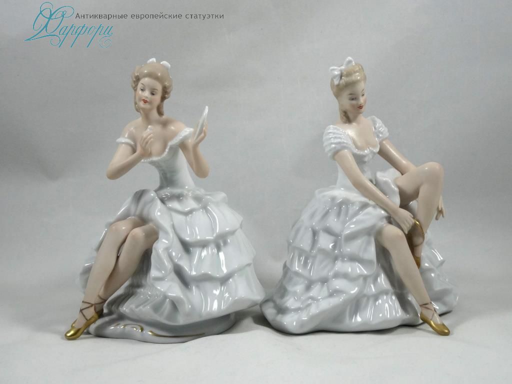 Антикварная фарфоровая статуэтка "Пара балерин" Wallendorf