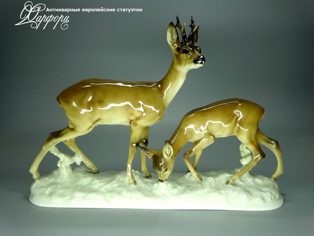 Антикварная фарфоровая статуэтка "Пара косуль" Hutschenreuther Антикварная фарфоровая статуэтка "Пара косуль" Hutschenreuther