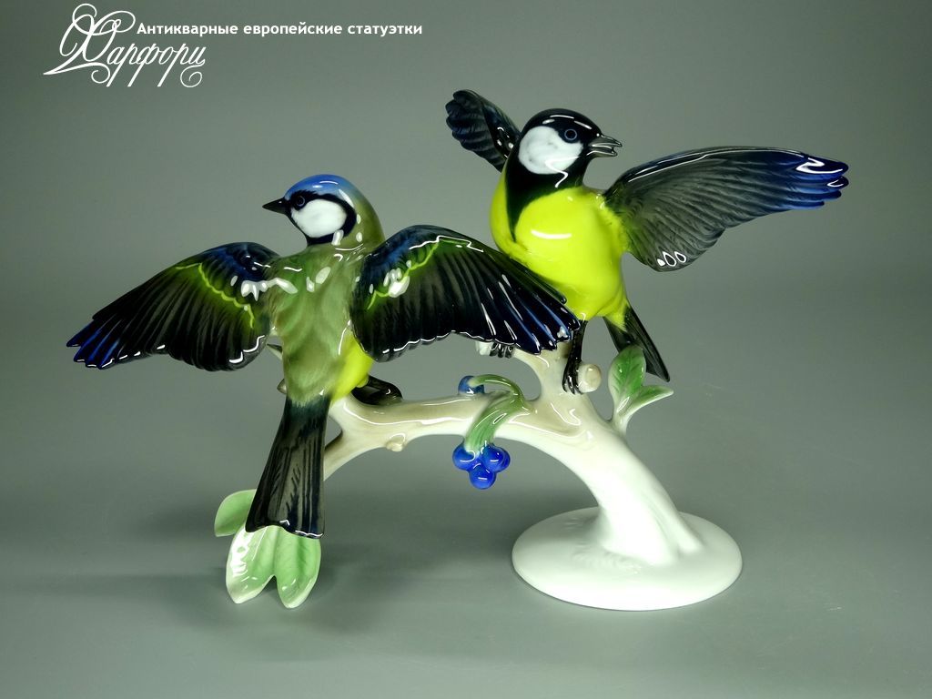 Антикварная фарфоровая статуэтка "Пара синиц" Rosenthal