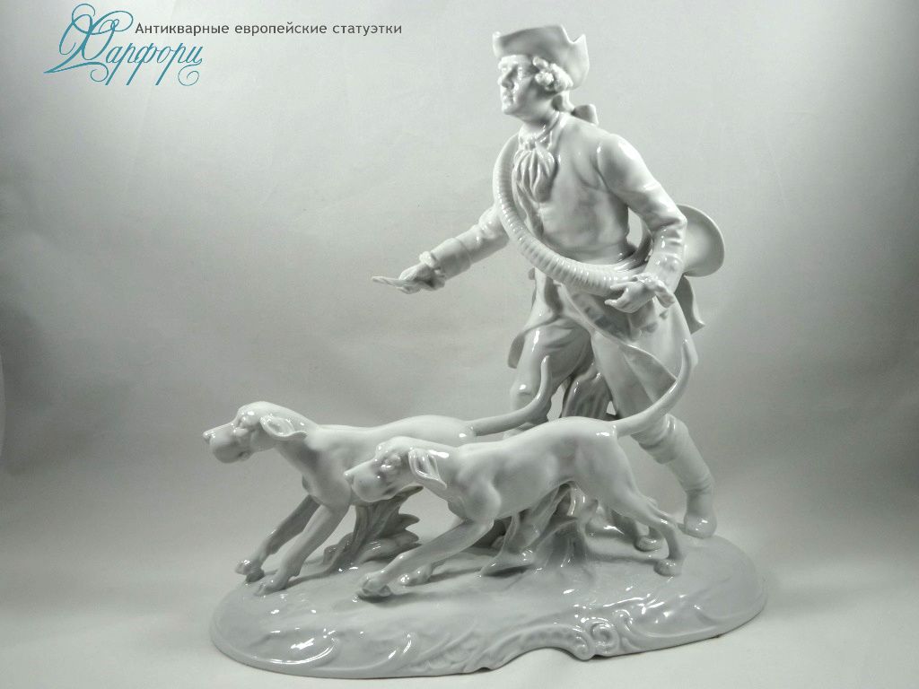 Антикварная фарфоровая статуэтка "Псовая охота" Behschezer