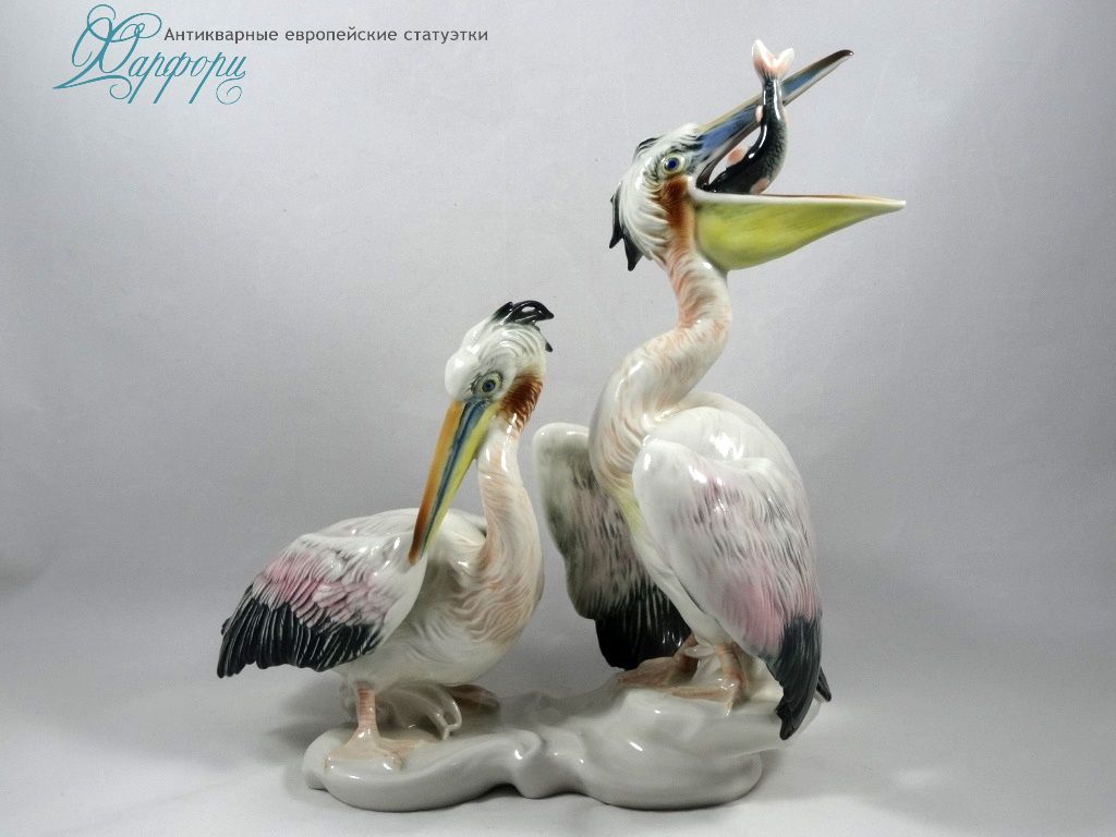 Антикварная фарфоровая статуэтка "Пара пеликанов" KARL ENS