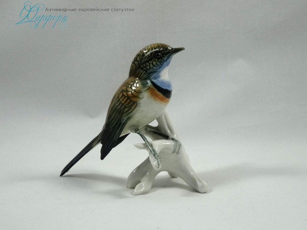 Антикварная фарфоровая статуэтка "Птица варакушка" KARL ENS
