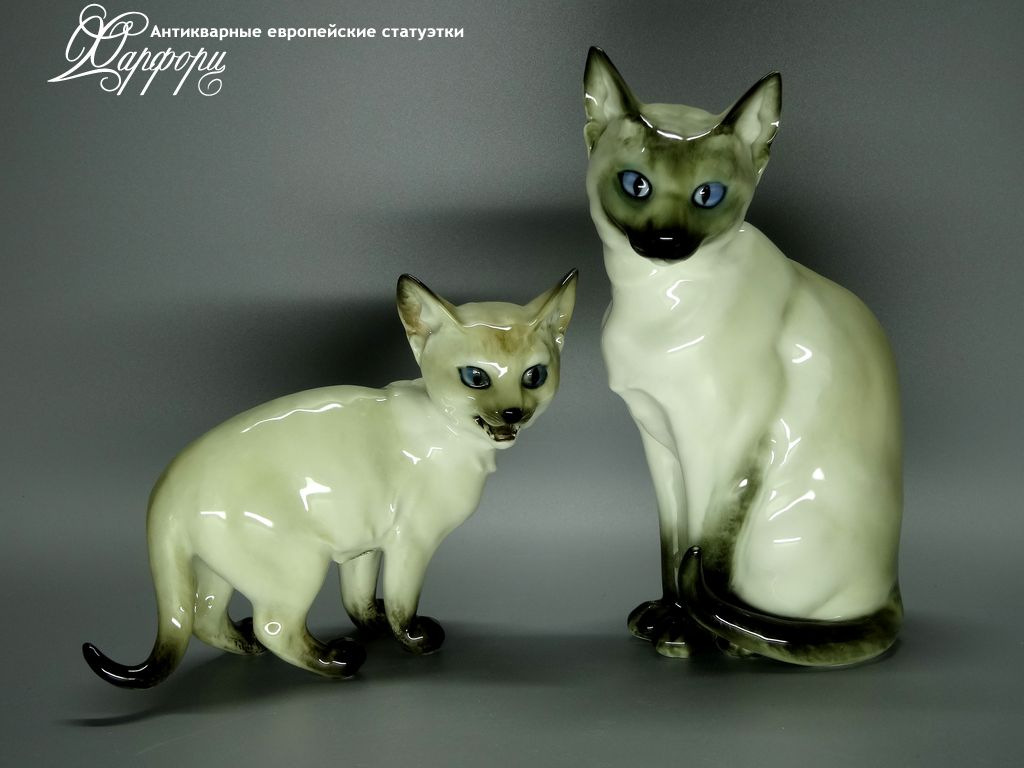 Антикварная фарфоровая статуэтка "Сиамские кошки" Hutschenreuther