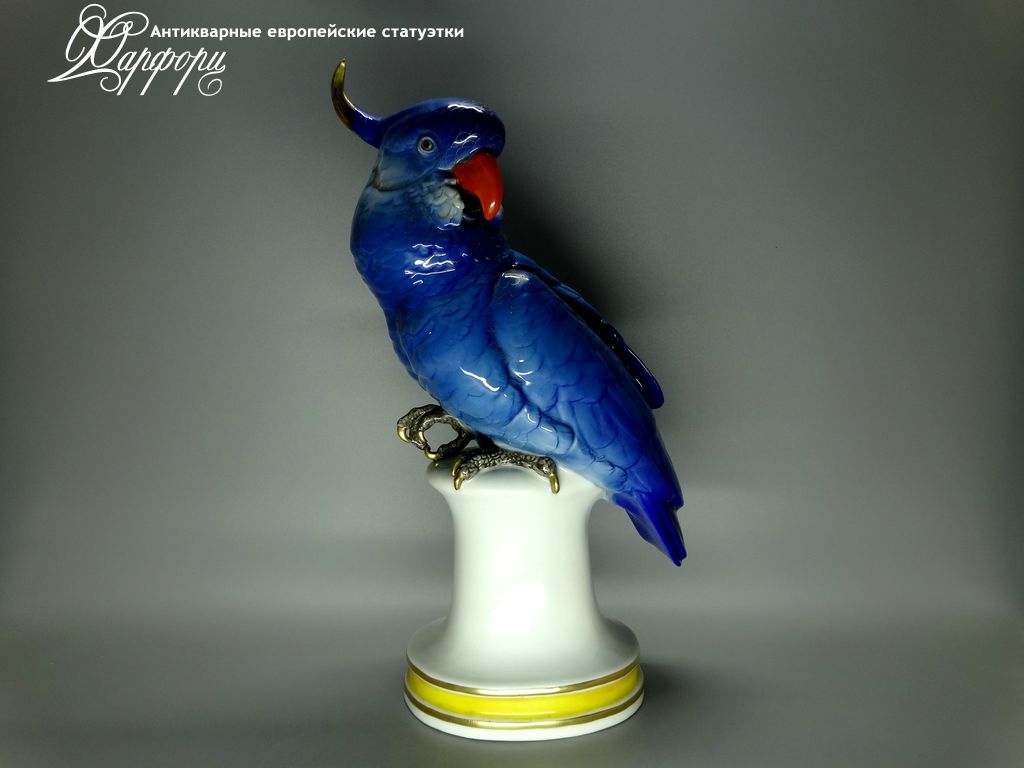 Антикварная фарфоровая статуэтка "Синий какаду" KARL ENS