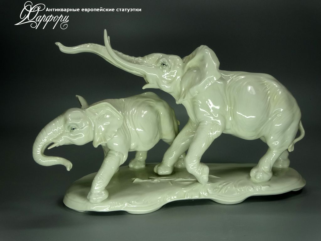 Антикварная фарфоровая статуэтка "Пара слонов" Karl Ens