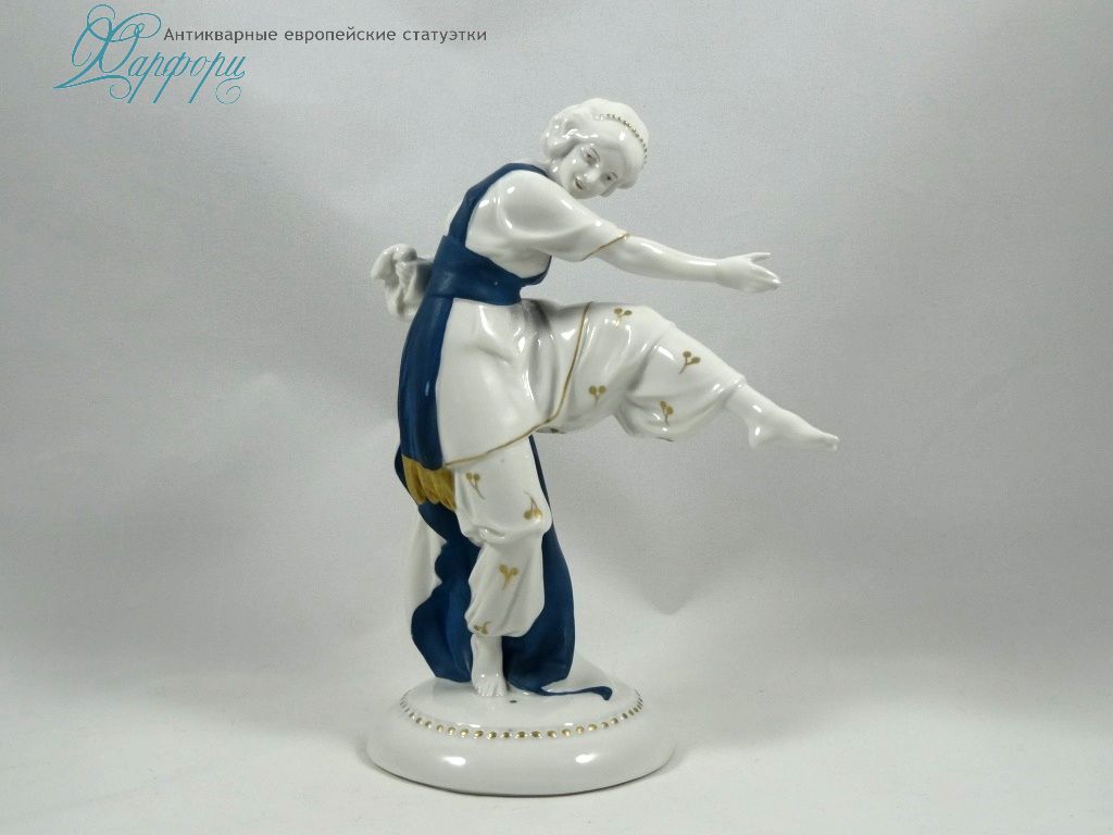 Антикварная фарфоровая статуэтка "Арт-деко танцовщица" katzhtte