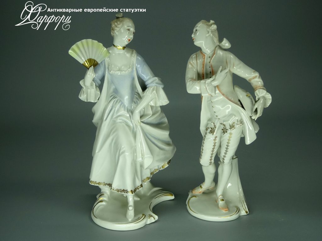 Антикварная фарфоровая статуэтка "Встреча на прогулке" Rosenthal Антикварная фарфоровая статуэтка "Встреча на прогулке" Rosenthal