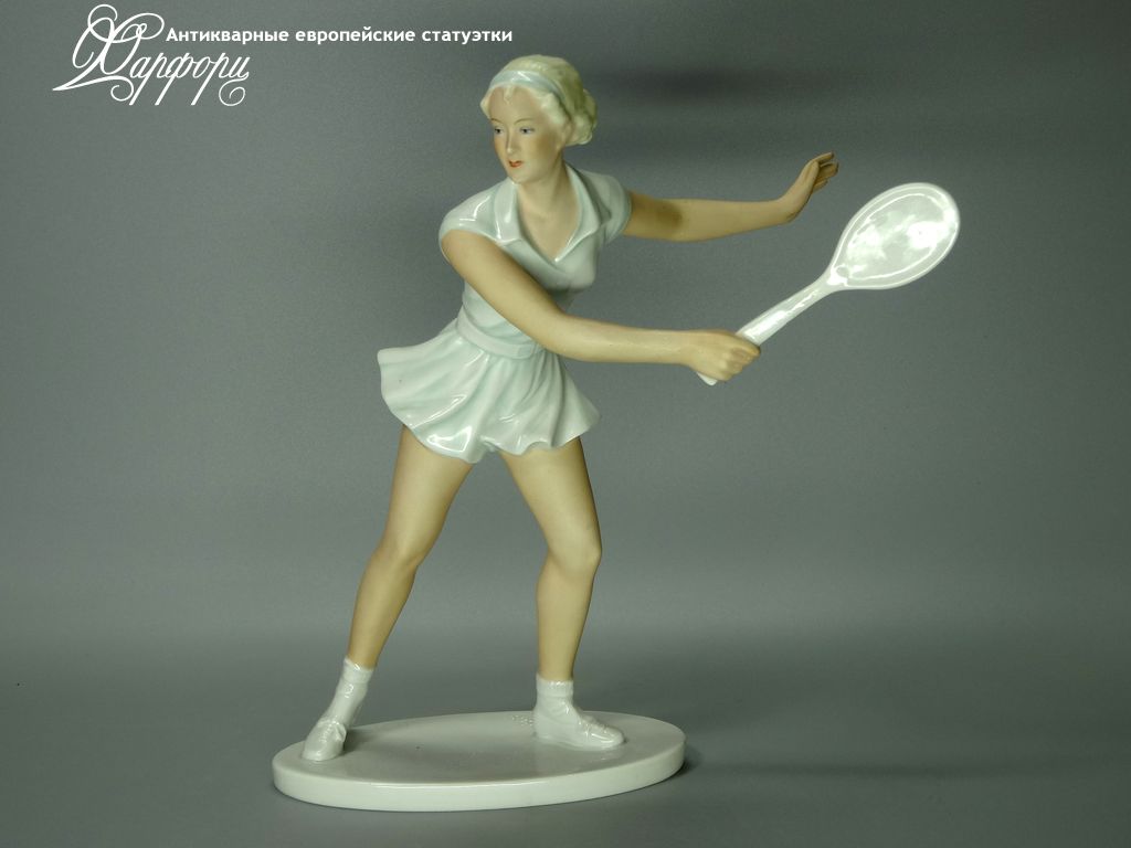 Антикварная фарфоровая статуэтка "Теннисистка" Schaubach Kunst
