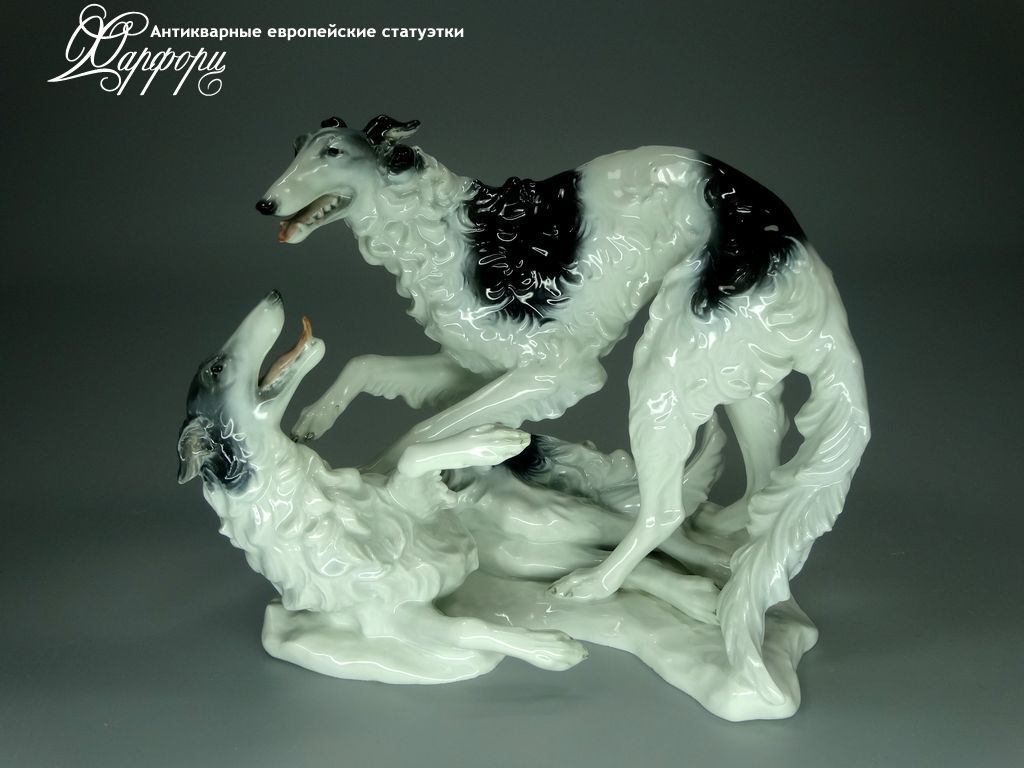 Антикварная фарфоровая статуэтка "Играющие борзые" Rosenthal Антикварная фарфоровая статуэтка "Играющие борзые" Rosenthal