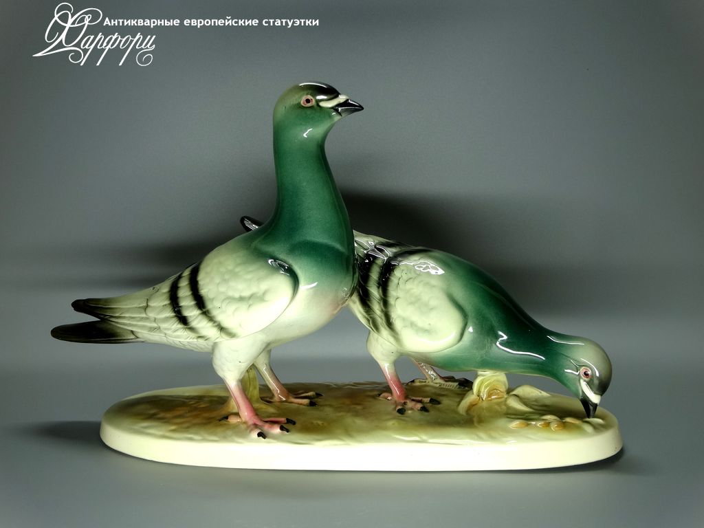Антикварная фарфоровая статуэтка "Пара голубей" Katzhtte