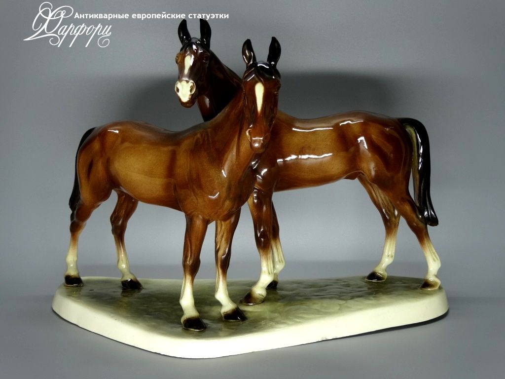 Антикварная фарфоровая статуэтка "Пара лошадей" katzhtte
