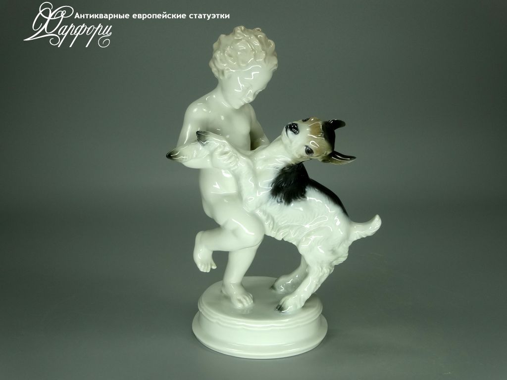 Антикварная фарфоровая статуэтка "Путти с козленком" Rosenthal