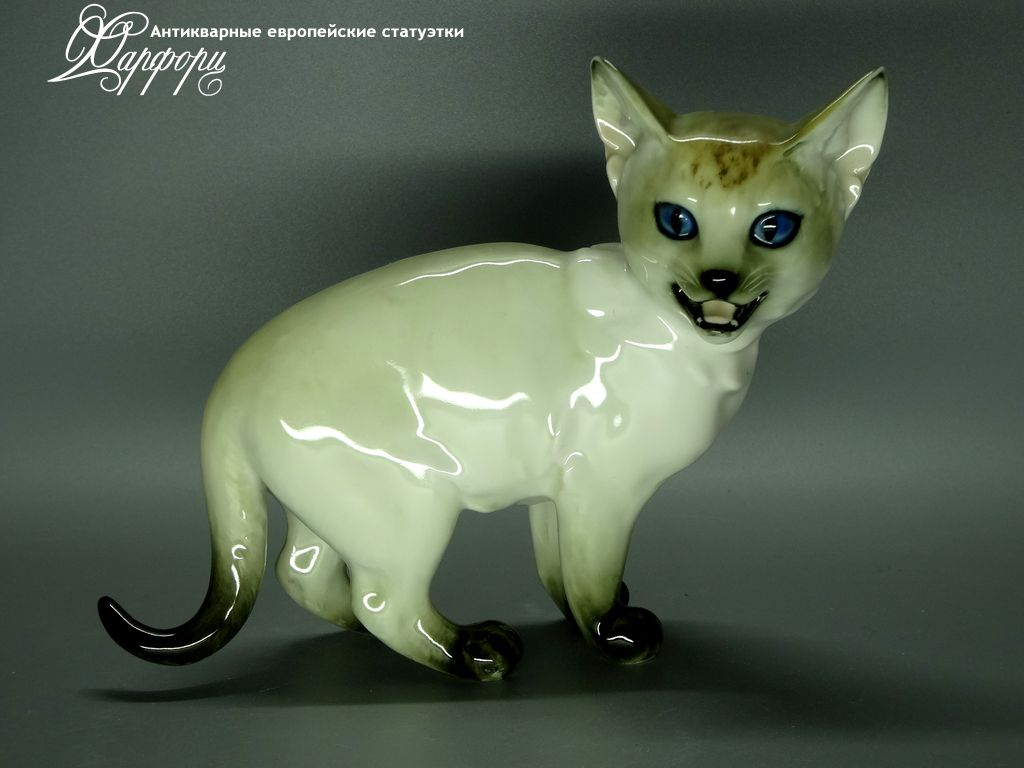 Антикварная фарфоровая статуэтка "Сиамская кошка" Hutschenreuther