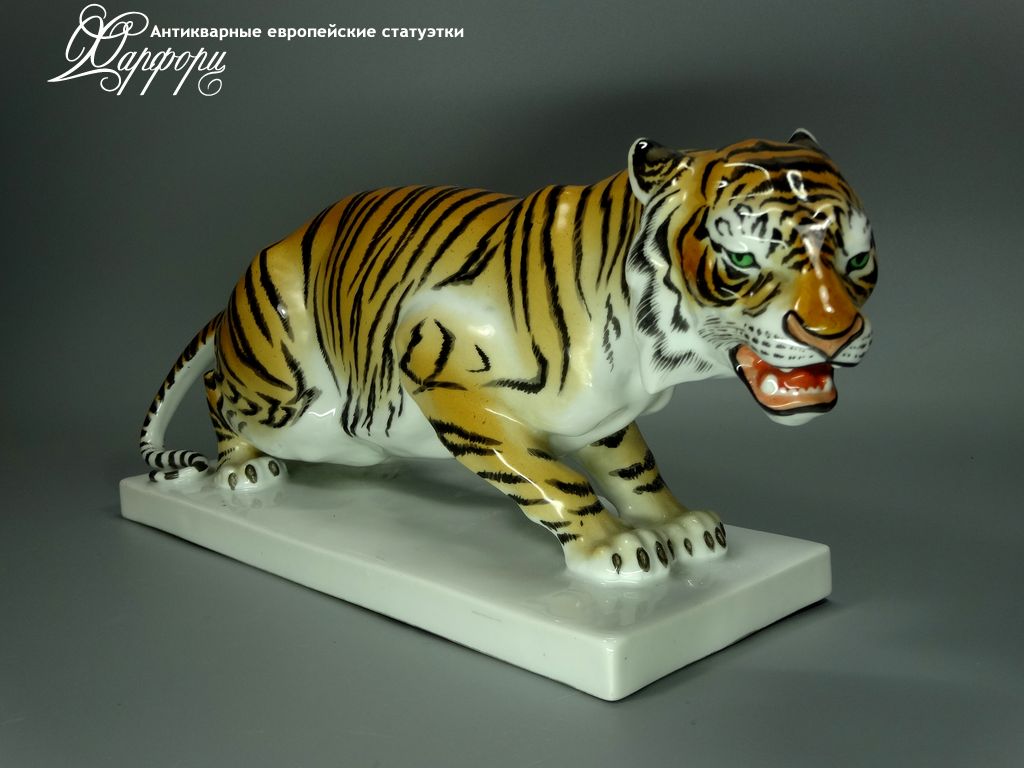 Антикварная фарфоровая статуэтка "Тигр" Kister Alsbach
