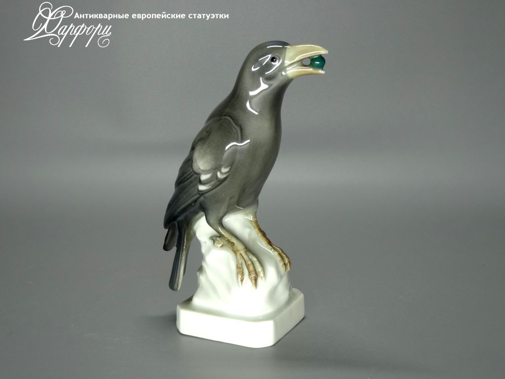 Антикварная фарфоровая статуэтка "Ворона" Karl Ens