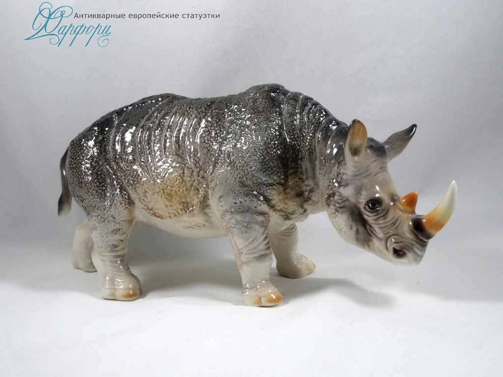 Антикварная фарфоровая статуэтка "Носорог" Goebel