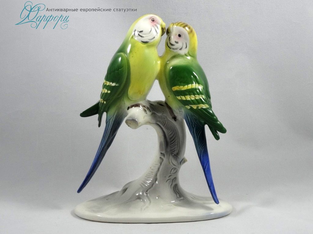 Антикварная фарфоровая статуэтка "Пара попугаев" katzhtte