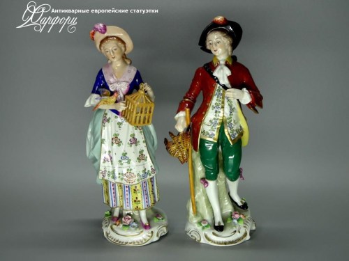 Купить фарфоровые статуэтки Sitzendorf, Птицеловы, Германия